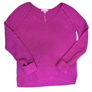 Lilly Pulitzer Magenta Bennett Open Knit Pullover Sweater